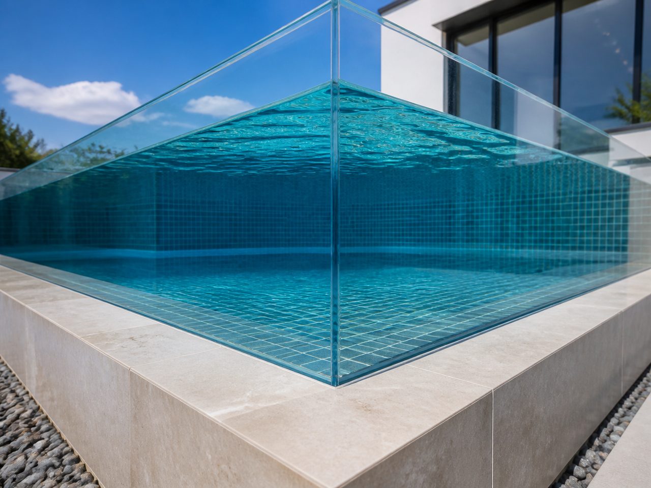 Factory-bonded L-shaped acrylic swimming pool window corner