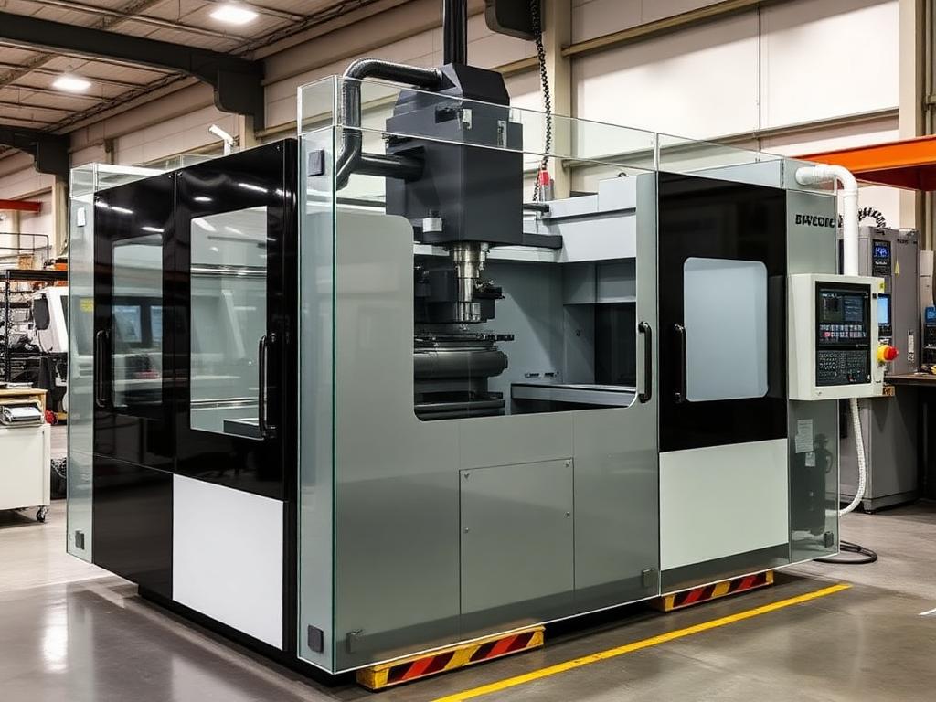 HDPE machine guard panels enclosing a CNC machining centre on a Gold Coast factory floor